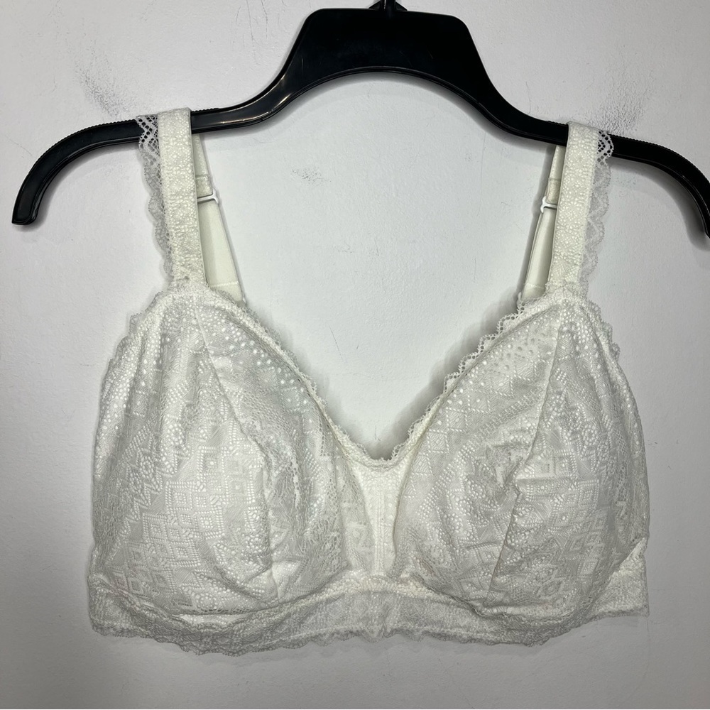 Auden lightly lined bralette white lace size 1X